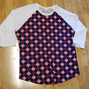 LuLaRoe Randy Baseball Style Tee Size 2XL Red Blue